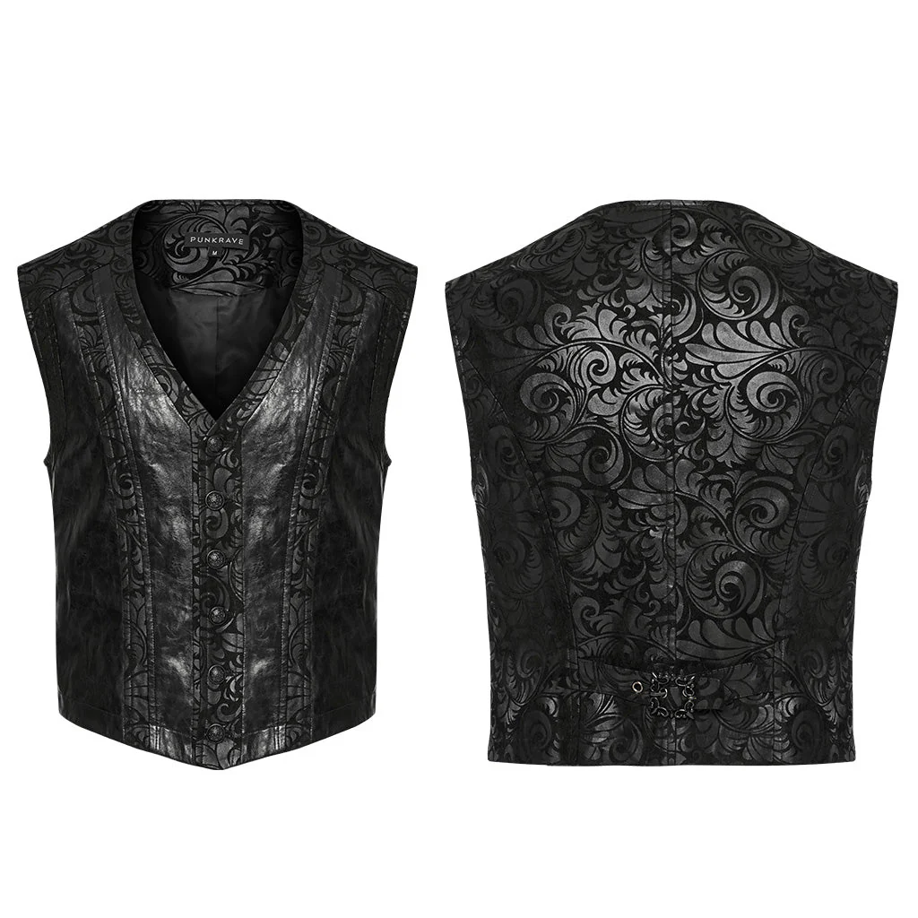 WY-1543MJM Mystic Gothic Embossed Vest with Intricate Baroque Design - Image 16