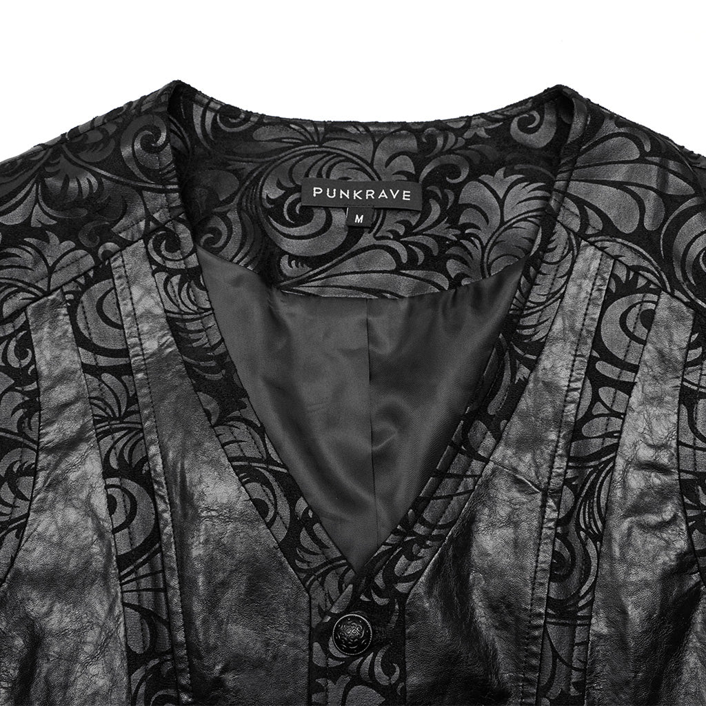 WY-1543MJM Mystic Gothic Embossed Vest with Intricate Baroque Design - Image 7