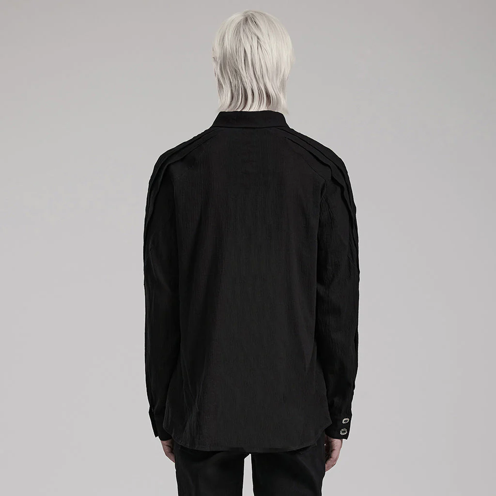 WY-1548CCM Mens Gothic Shirt Button-Up black Long Sleeve Cotton Fashion - Image 4