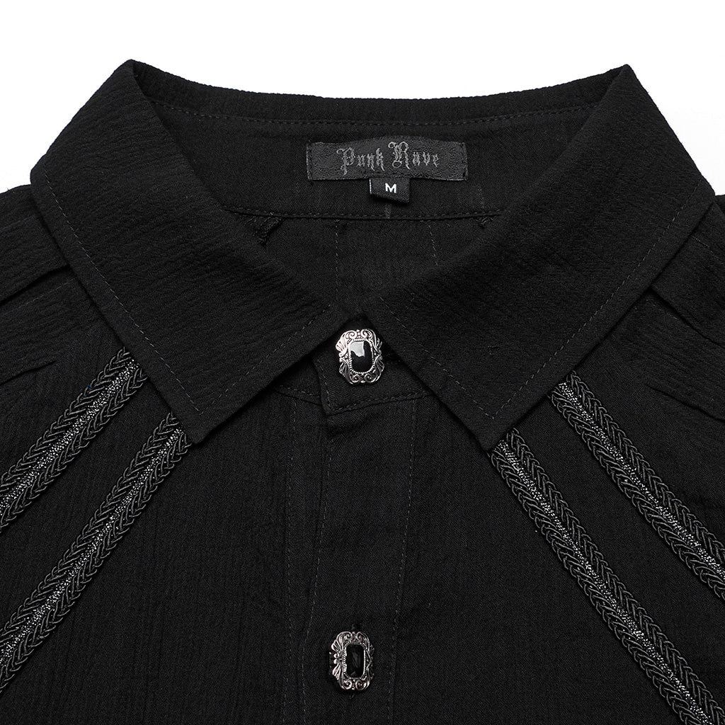WY-1548CCM Mens Gothic Shirt Button-Up black Long Sleeve Cotton Fashion - Image 7