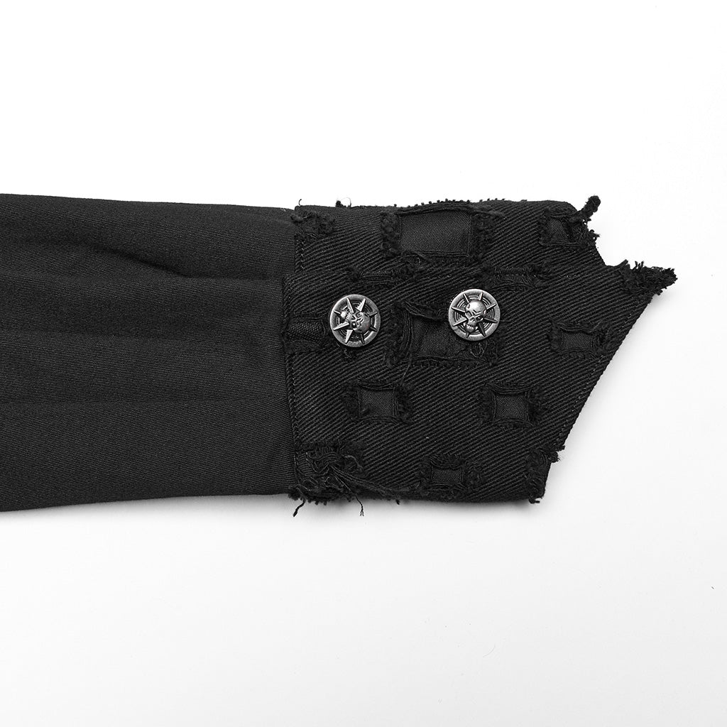 WY-1552CCM Gothic Punk Studded Long Sleeve Shirt with Button Embellishments - Image 20