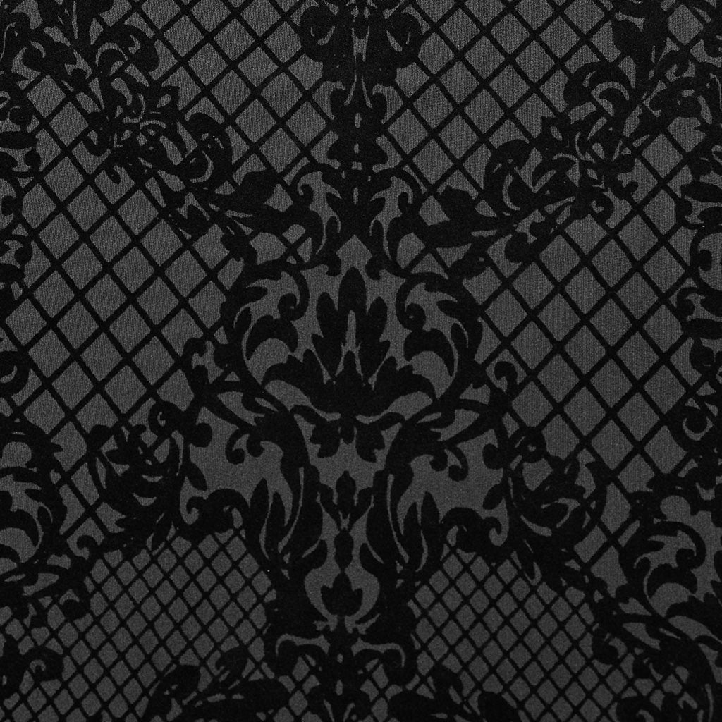 WY-1554CCM Punk Rave Gothic Shirt Velvet Jacquard Button-Up with Leather Trim - Image 12