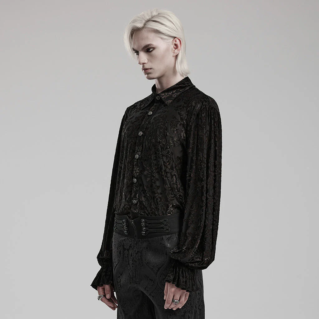 WY-1558CCM Gothic Dark Gold Brocade Long Sleeve Shirt - Image 22