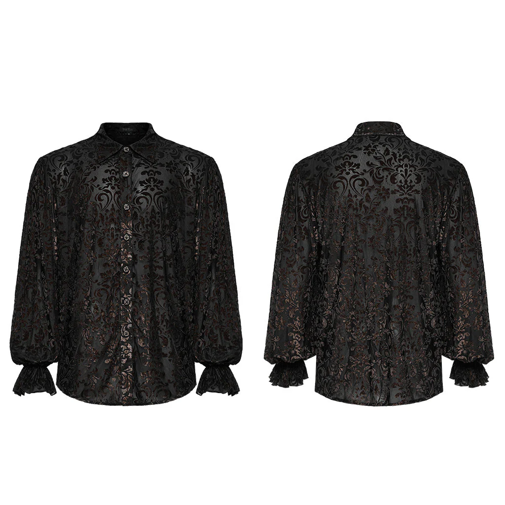 WY-1558CCM Gothic Dark Gold Brocade Long Sleeve Shirt - Image 25