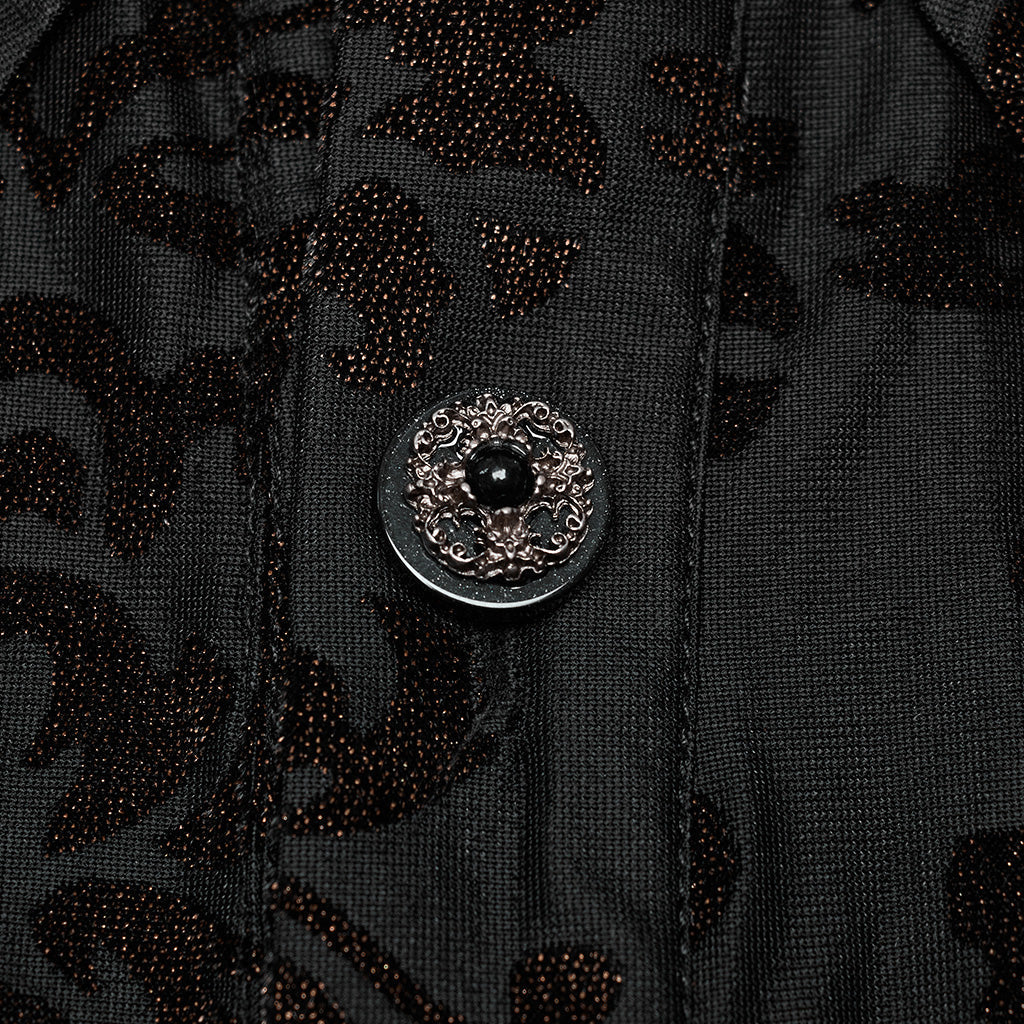 WY-1558CCM Gothic Dark Gold Brocade Long Sleeve Shirt - Image 26
