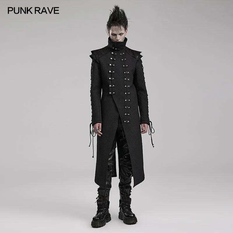 WY-1561MCM Punk Rave Gothic Military Coat Long black Steampunk Jacket