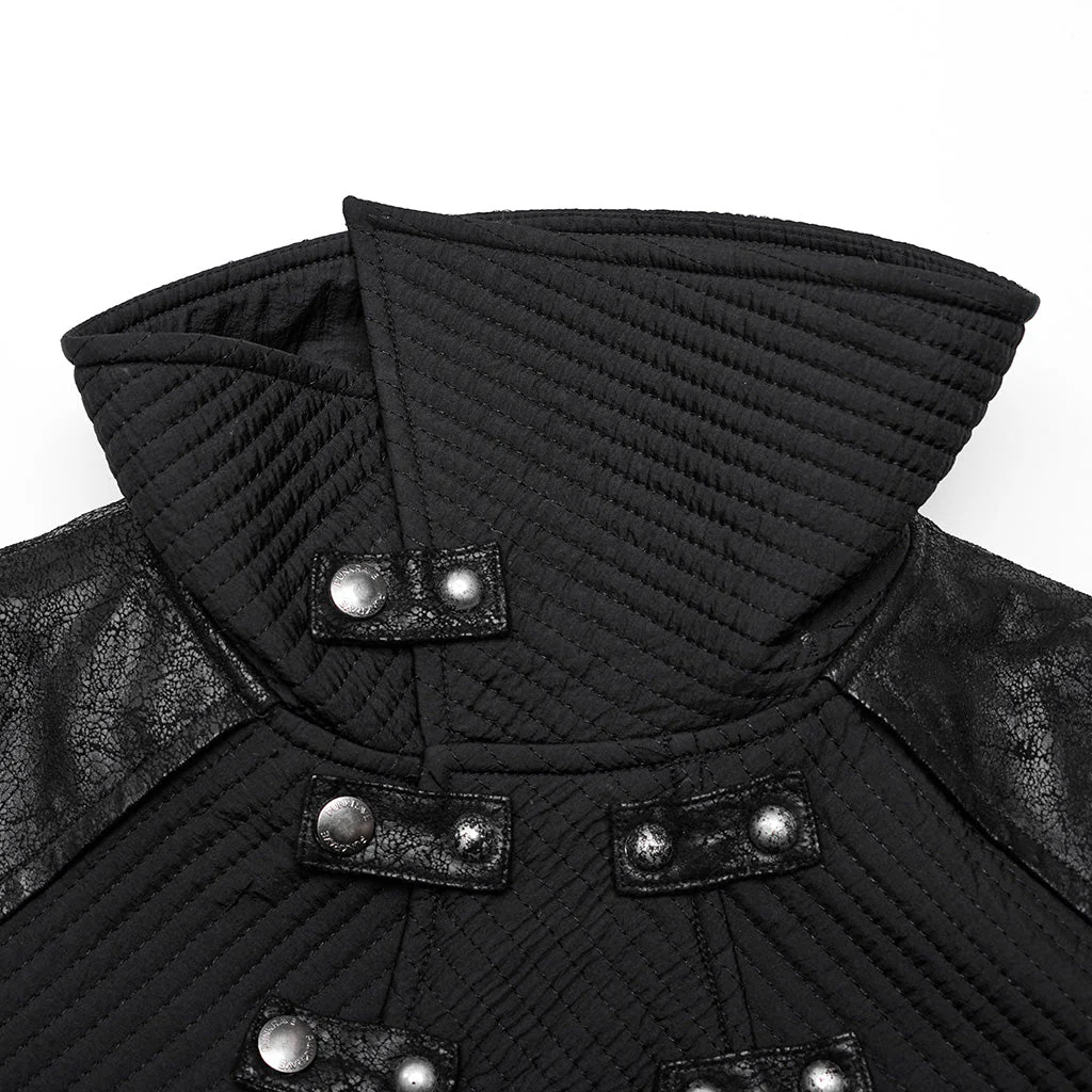 WY-1561MCM Punk Rave Gothic Military Coat Long black Steampunk Jacket - Image 10