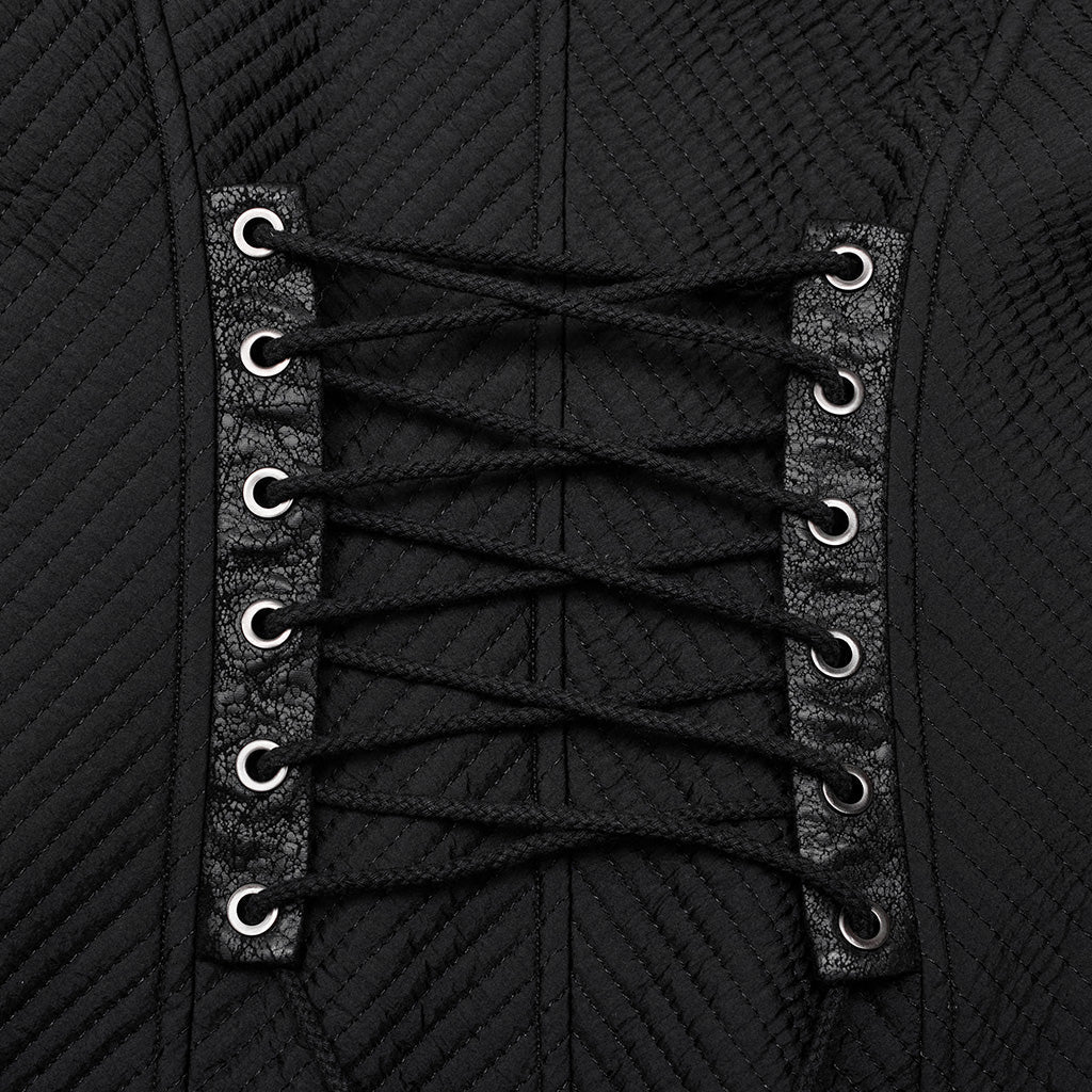 WY-1561MCM Punk Rave Gothic Military Coat Long black Steampunk Jacket - Image 24