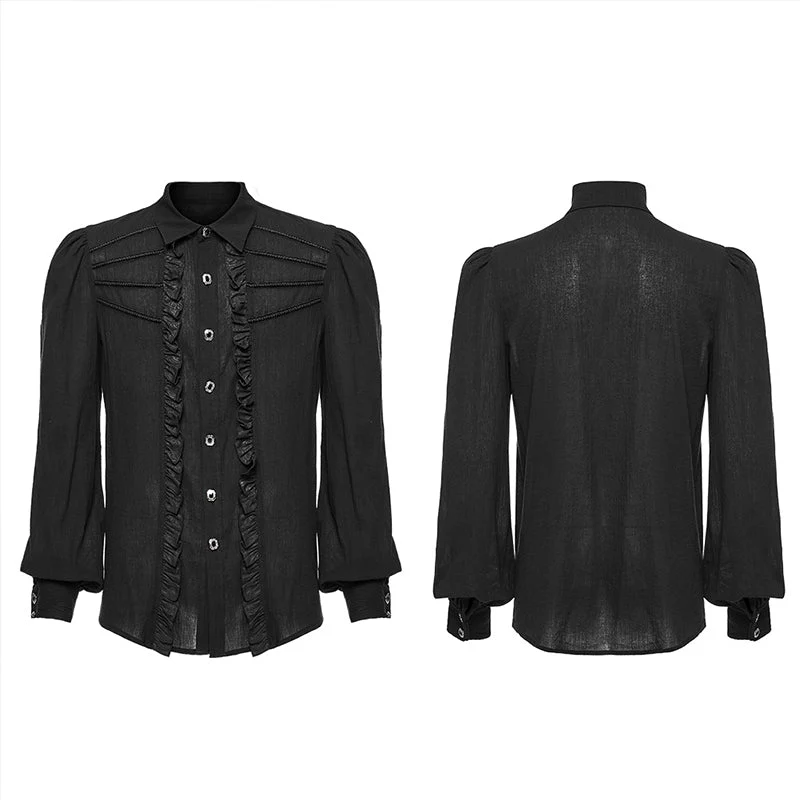 WY-1562CCM Punk Rave Gothic Ruffled black Shirt Vintage Victorian Style - Image 16