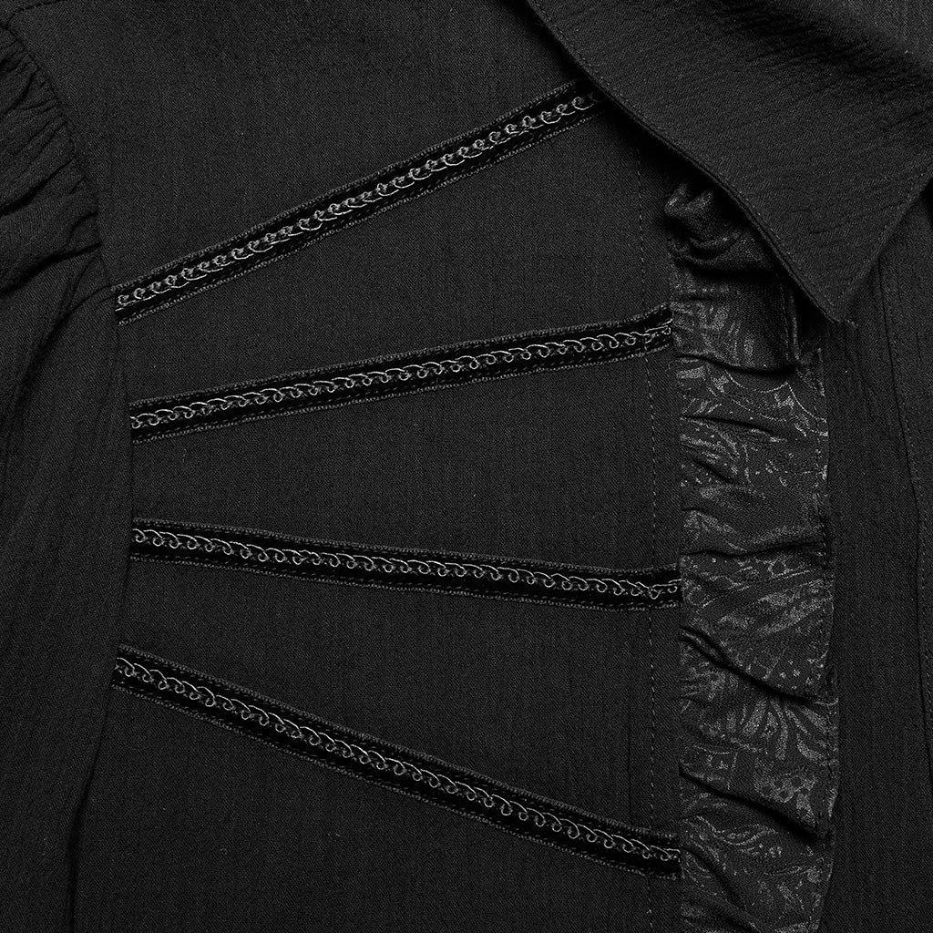 WY-1562CCM Punk Rave Gothic Ruffled black Shirt Vintage Victorian Style - Image 23