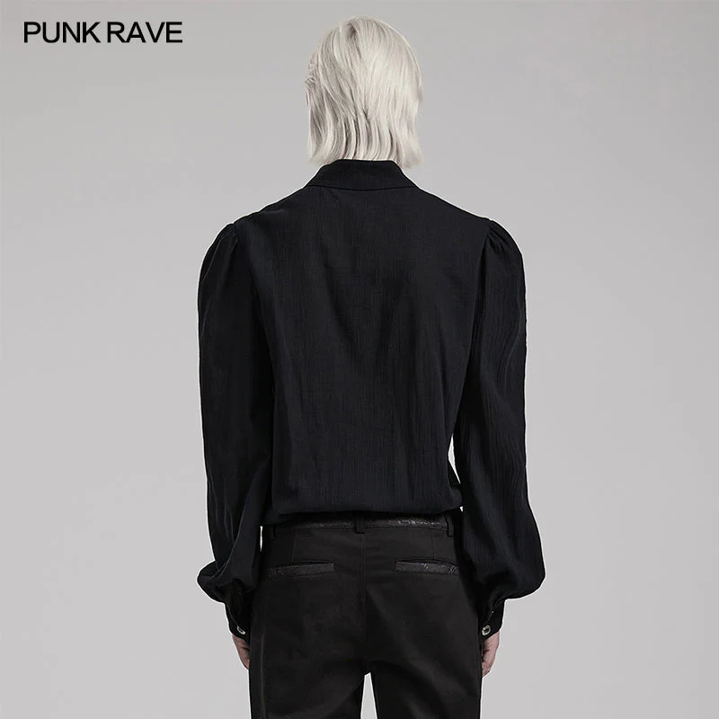 WY-1562CCM Punk Rave Gothic Ruffled black Shirt Vintage Victorian Style - Image 3