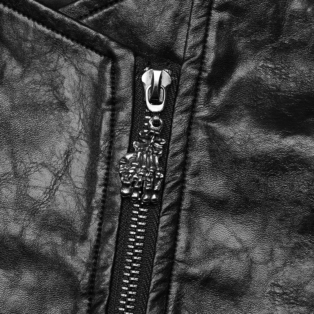 WY-1564PDM Punk Rave Punk Jacket Cropped black Faux Leather with Spiked Shoulders - Image 22