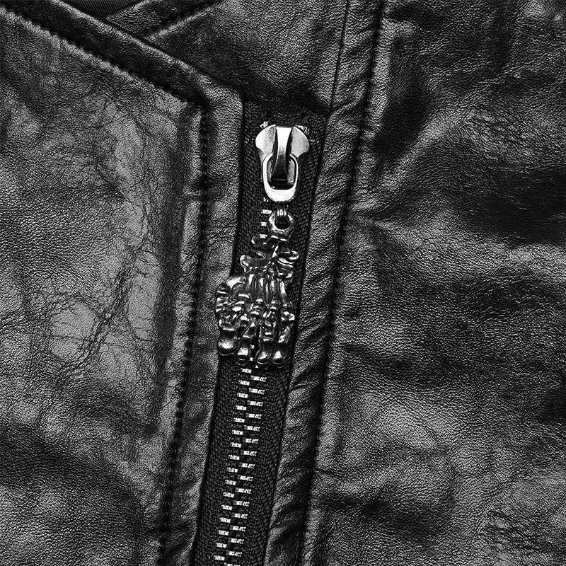 WY-1564PDM Punk Rave Punk Jacket Cropped black Faux Leather with Spiked Shoulders - Image 5