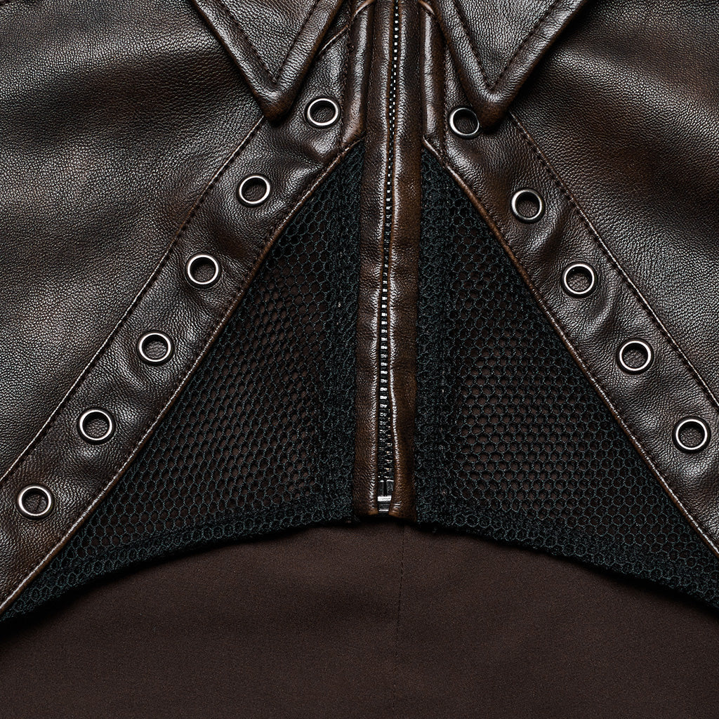 WY-1568PDF Punk Rave Punk Jacket Cropped Faux Leather Zip-Up with Studded Details - Image 37