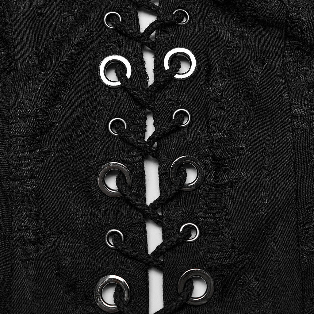 WY-1573MJF Punk Rave Punk Vest Lace-Up Halter Top with Metal Eyelets and Cut-Out Design - Image 10