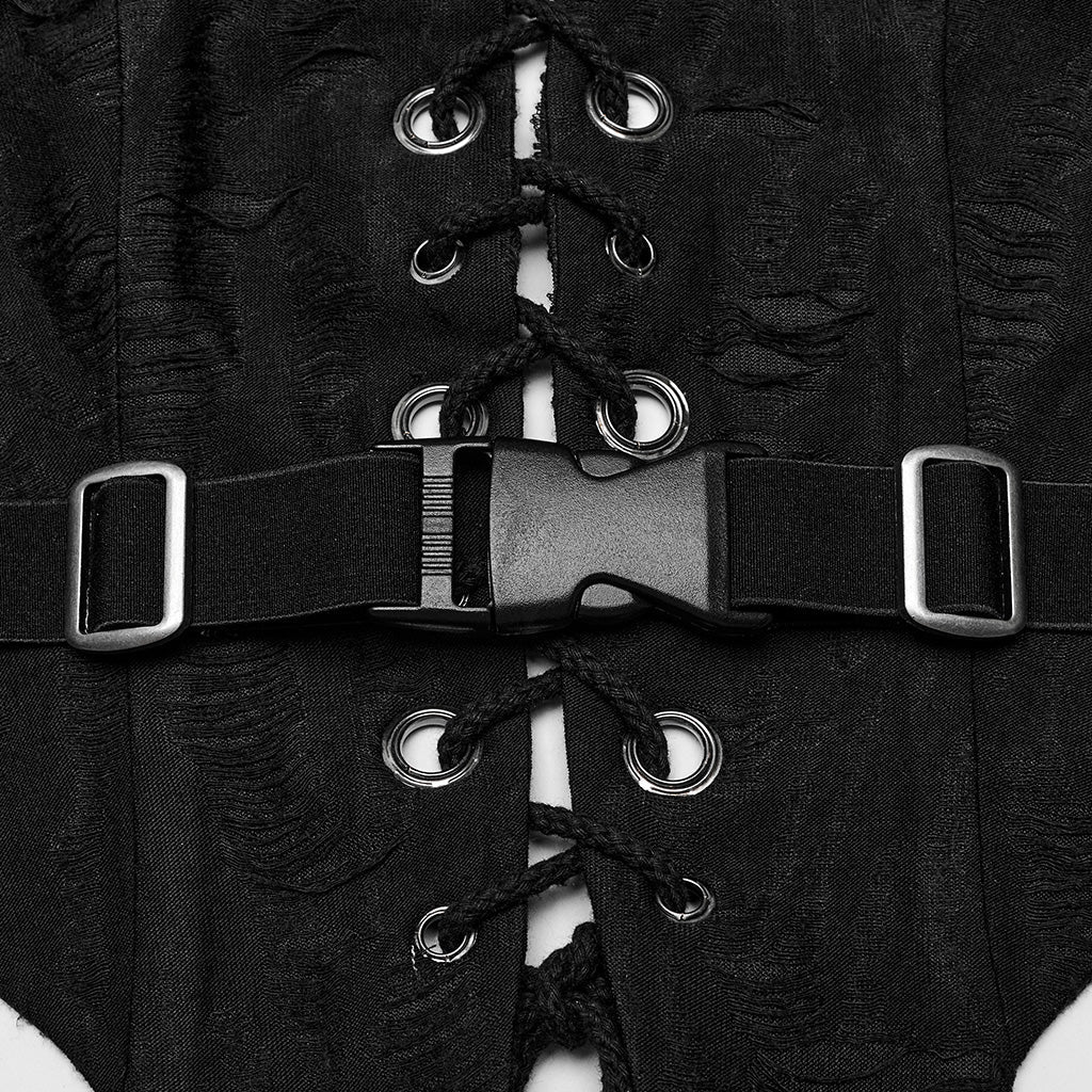 WY-1573MJF Punk Rave Punk Vest Lace-Up Halter Top with Metal Eyelets and Cut-Out Design - Image 24