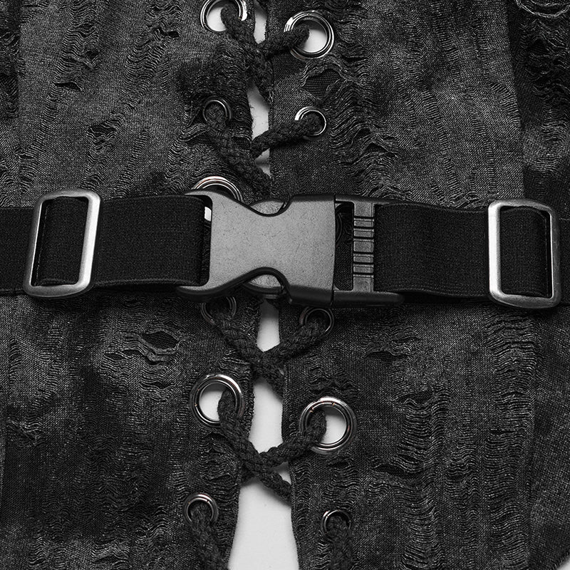 WY-1573MJF Punk Rave Punk Vest Lace-Up Halter Top with Metal Eyelets and Cut-Out Design - Image 32