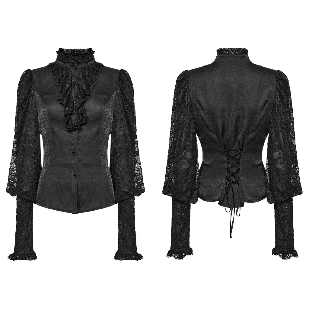 WY-1583CCF Punk Rave Gothic Shirt Victorian Lace Long Sleeve Blouse with Ruffle Detail - Image 18