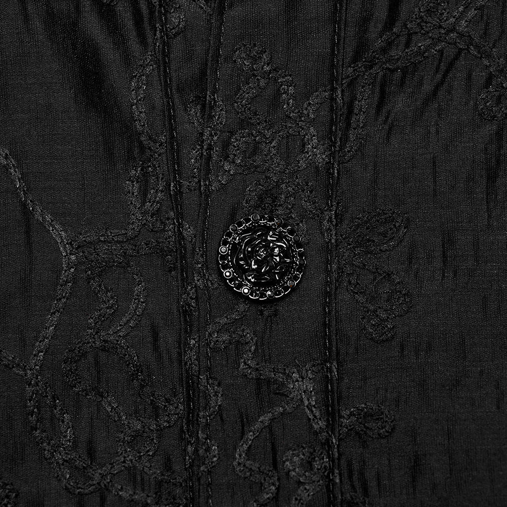 WY-1594CCM Punk Rave Gothic Sheer black Victorian Shirt with Lace Accents - Image 11