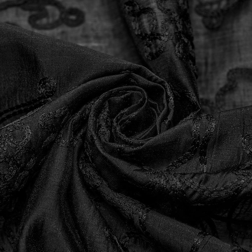 WY-1594CCM Punk Rave Gothic Sheer black Victorian Shirt with Lace Accents - Image 12