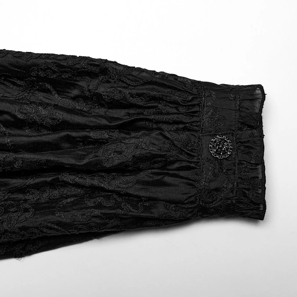 WY-1594CCM Punk Rave Gothic Sheer black Victorian Shirt with Lace Accents - Image 19