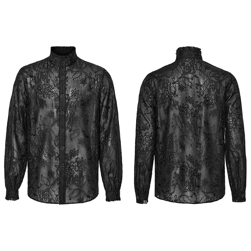 WY-1594CCM Punk Rave Gothic Sheer black Victorian Shirt with Lace Accents - Image 4