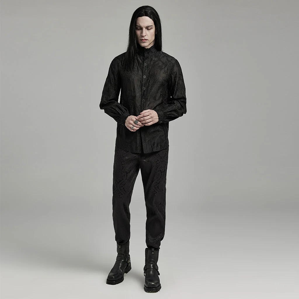 WY-1594CCM Punk Rave Gothic Sheer black Victorian Shirt with Lace Accents - Image 8