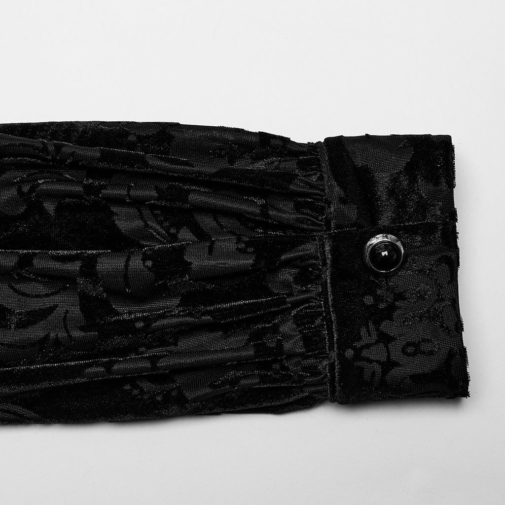 WY-1595CCM Punk Rave Gothic Baroque Patterned Satin Shirt for Men - Image 20