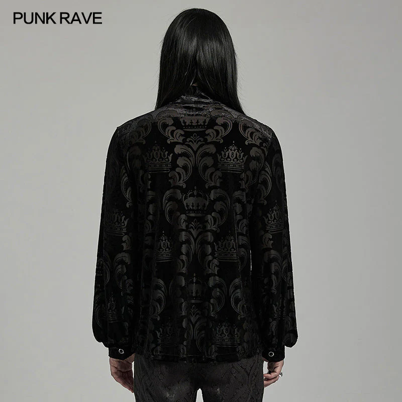 WY-1595CCM Punk Rave Gothic Baroque Patterned Satin Shirt for Men - Image 34