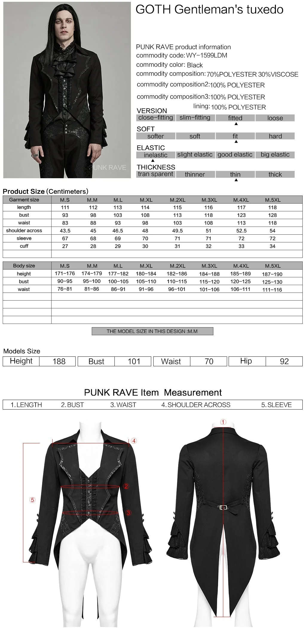 WY-1599LDM Gothic Victorian Tailcoat with Dramatic Ruffled Details - Image 20