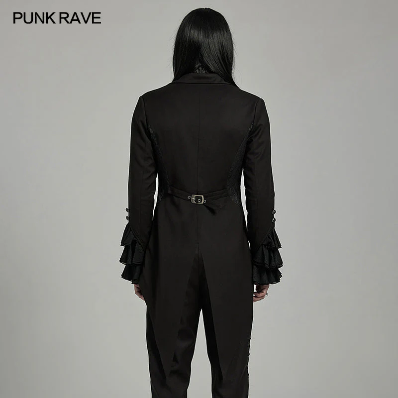 WY-1599LDM Gothic Victorian Tailcoat with Dramatic Ruffled Details - Image 3
