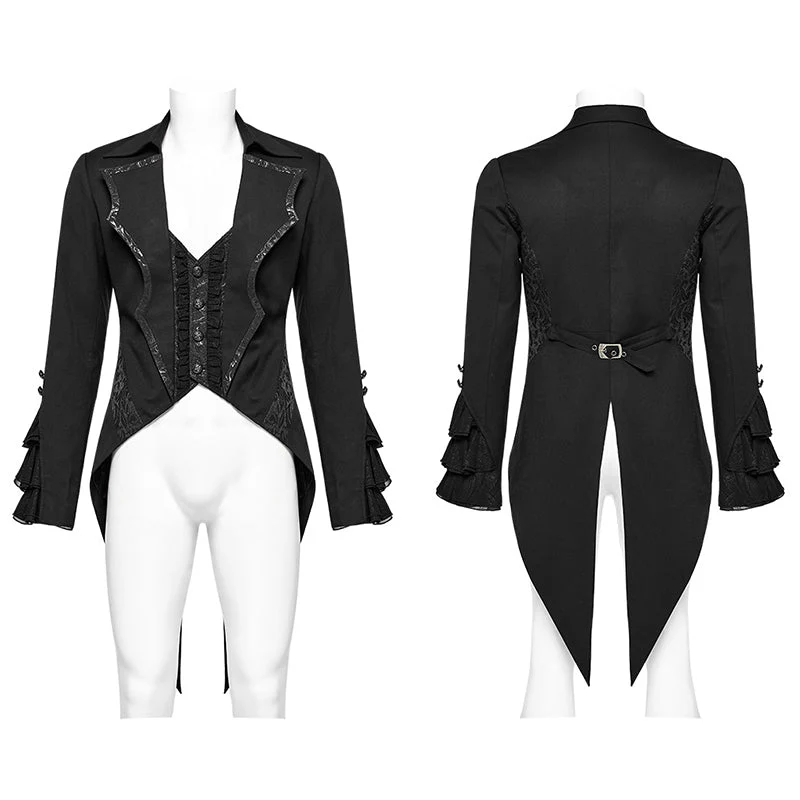 WY-1599LDM Gothic Victorian Tailcoat with Dramatic Ruffled Details - Image 4