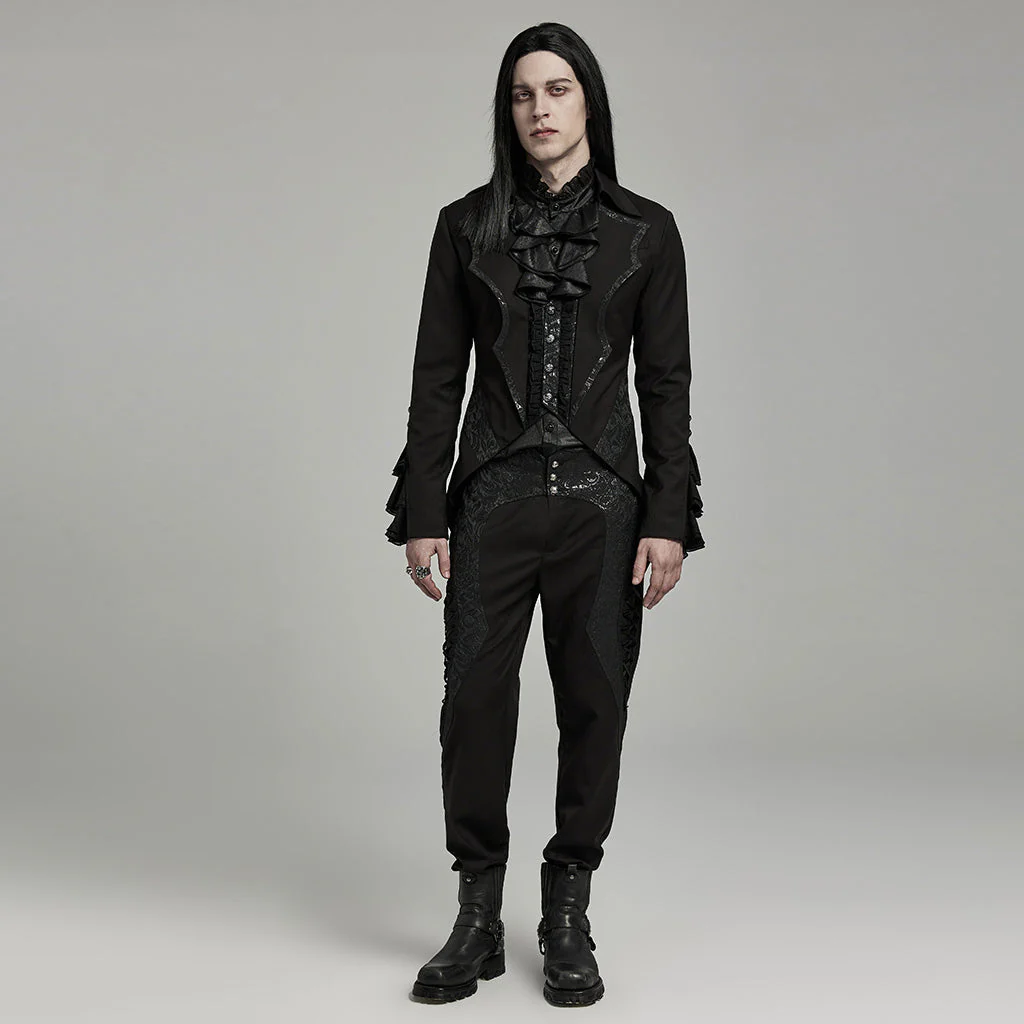 WY-1599LDM Gothic Victorian Tailcoat with Dramatic Ruffled Details - Image 6