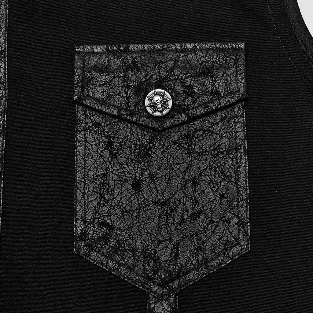 WY-1606CWM Mens Asymmetric Mesh Punk Sleeveless Shirt with Rivet Detail - Image 10