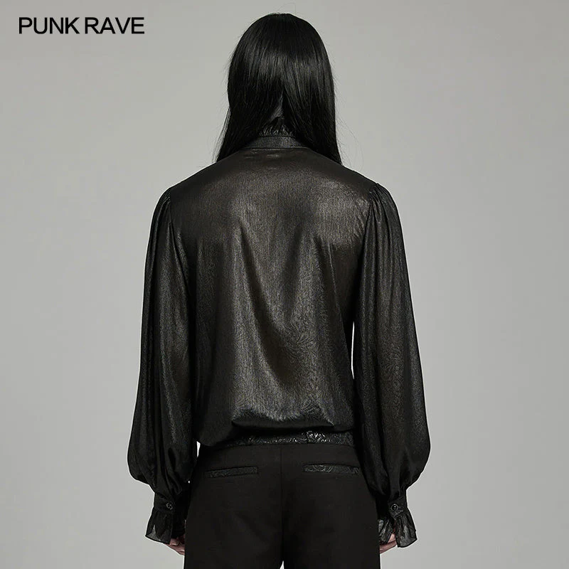 WY-1607CCM Gothic Ruffled Punk Shirt With Dramatic Bell Sleeves - Image 14