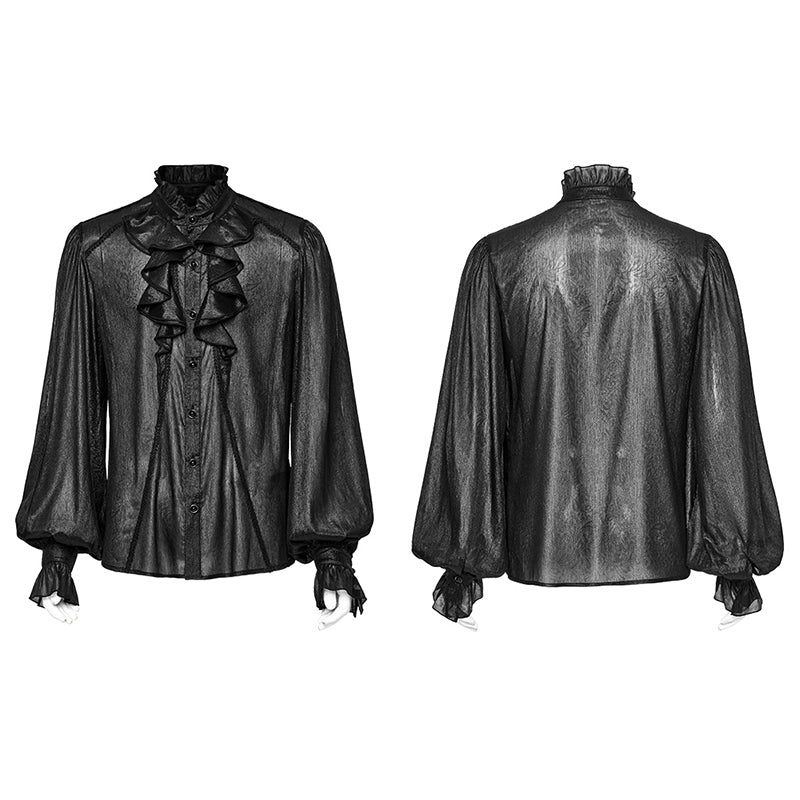 WY-1607CCM Gothic Ruffled Punk Shirt With Dramatic Bell Sleeves - Image 15