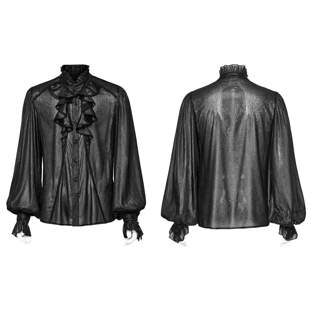 WY-1607CCM Gothic Ruffled Punk Shirt With Dramatic Bell Sleeves - Image 7