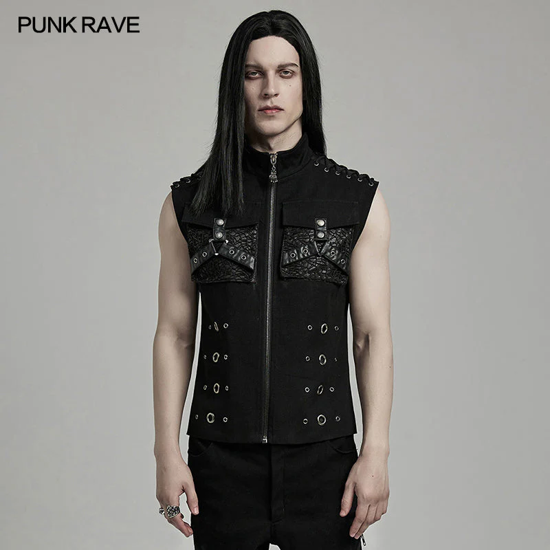 WY-1610MJM Gothic Sleeveless Punk Vest with Rivet Details - Image 12
