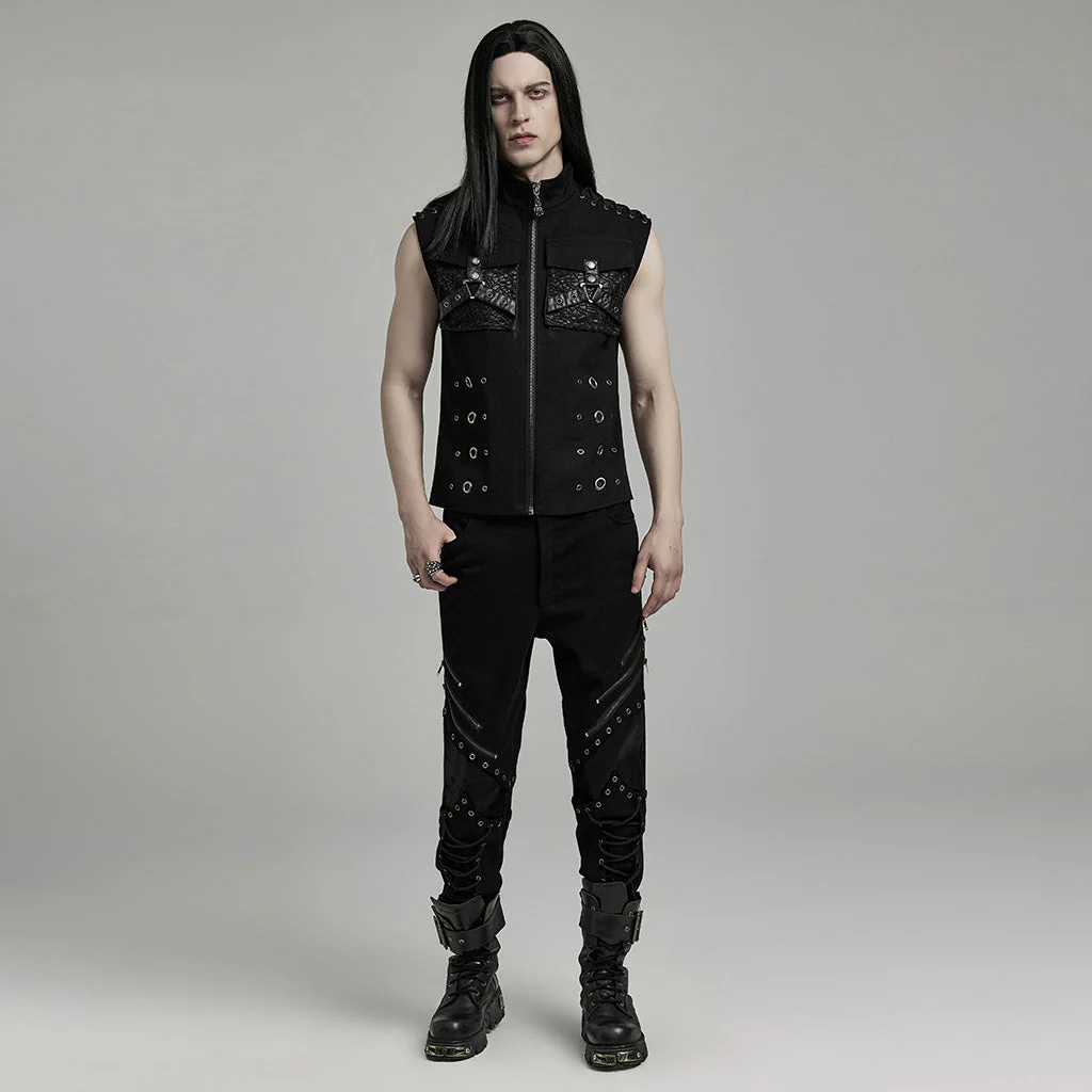 WY-1610MJM Gothic Sleeveless Punk Vest with Rivet Details - Image 15