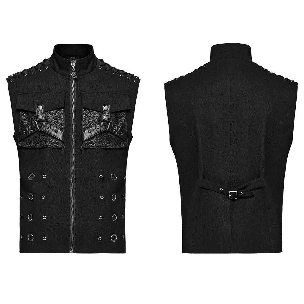 WY-1610MJM Gothic Sleeveless Punk Vest with Rivet Details - Image 18