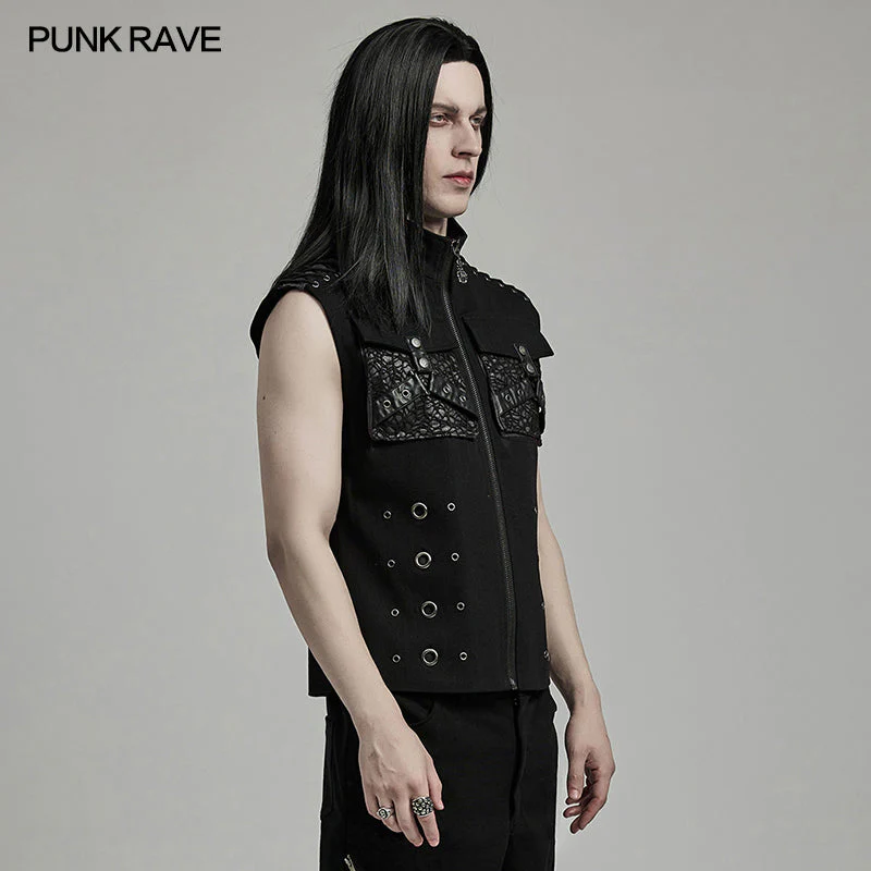 WY-1610MJM Gothic Sleeveless Punk Vest with Rivet Details - Image 31