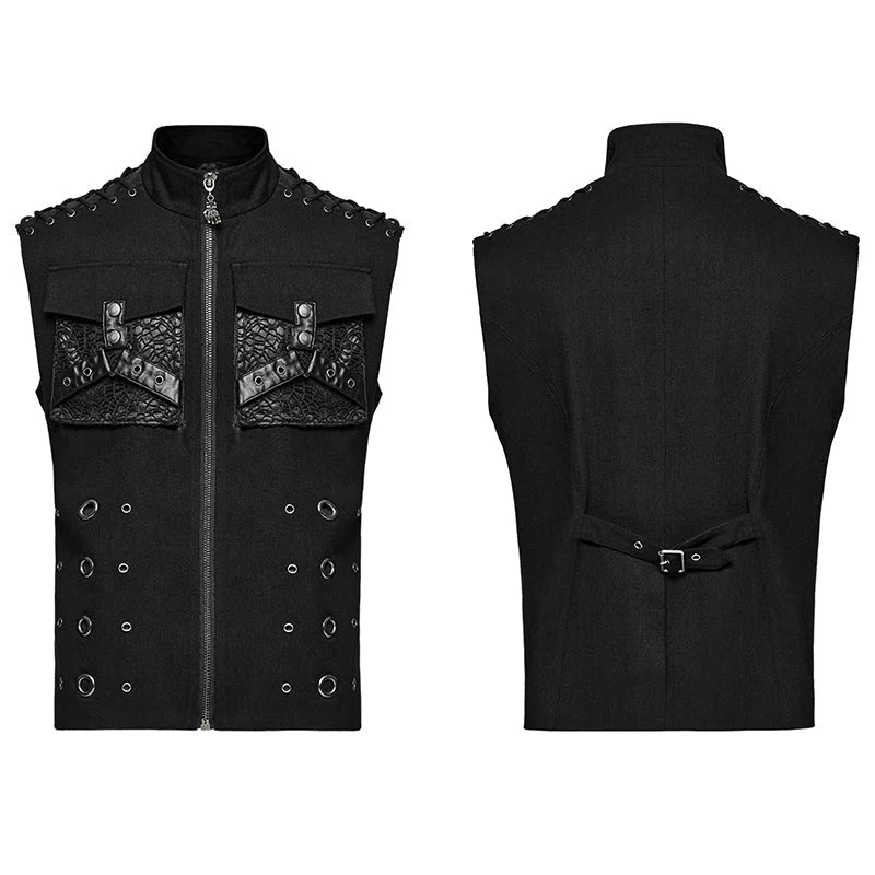 WY-1610MJM Gothic Sleeveless Punk Vest with Rivet Details - Image 32