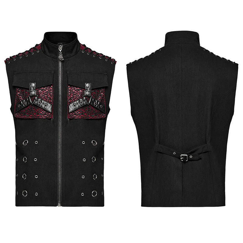 WY-1610MJM Gothic Sleeveless Punk Vest with Rivet Details - Image 4
