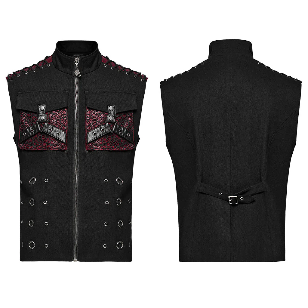 WY-1610MJM Gothic Sleeveless Punk Vest with Rivet Details - Image 7