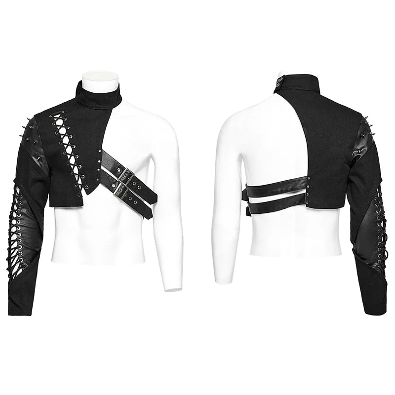 WY-1617XDM Edgy Asymmetric Spiked Harness Top Punk Accessories - Image 4