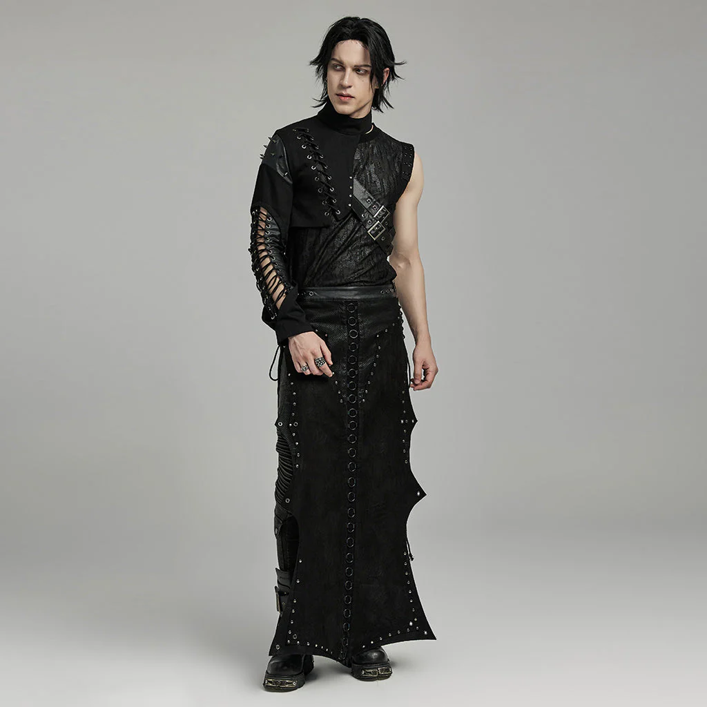 WY-1617XDM Edgy Asymmetric Spiked Harness Top Punk Accessories - Image 8