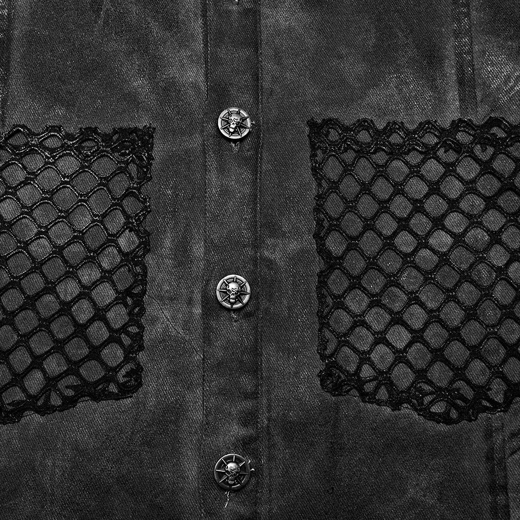 WY-1622CWM Mens Punk Vest with Studded Shoulders and Mesh Accents - Image 11