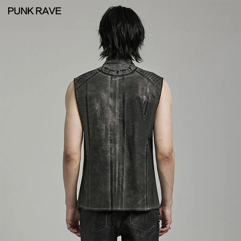WY-1622CWM Mens Punk Vest with Studded Shoulders and Mesh Accents - Image 15