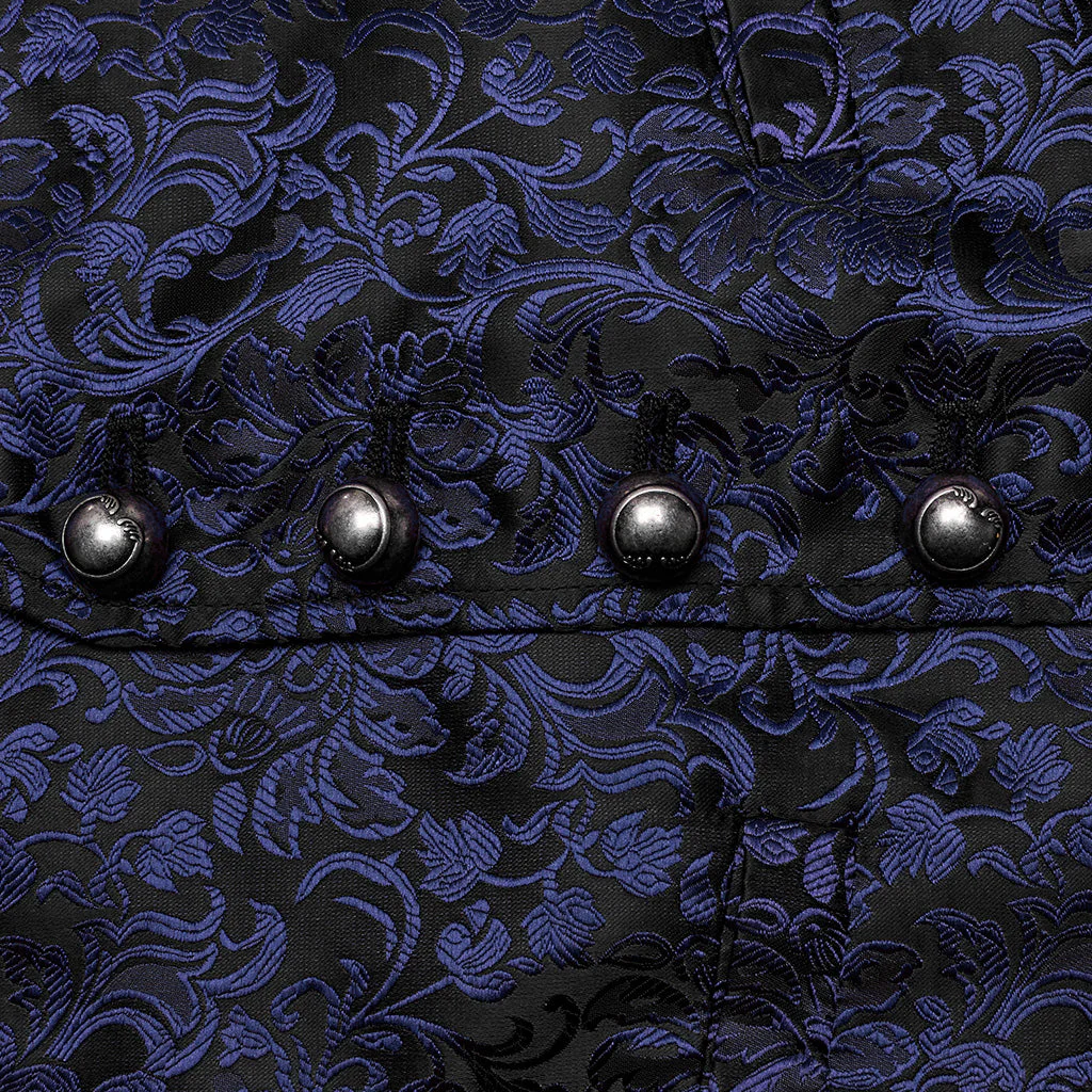 WY-1623MJM Midnight Gothic Vest Brocade Buttoned Waistcoat Lace-Up Sides - Image 10