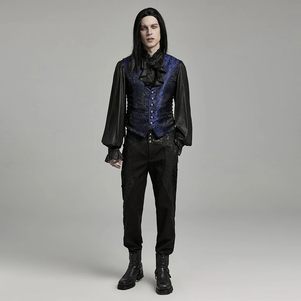 WY-1623MJM Midnight Gothic Vest Brocade Buttoned Waistcoat Lace-Up Sides - Image 42